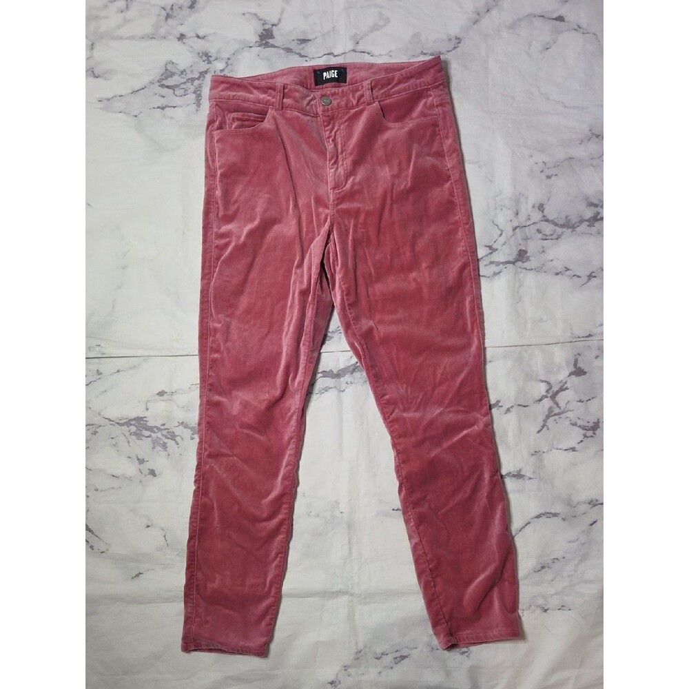 Paige Hoxton Ankle Velvet Dusty Pink Skinny Jeans